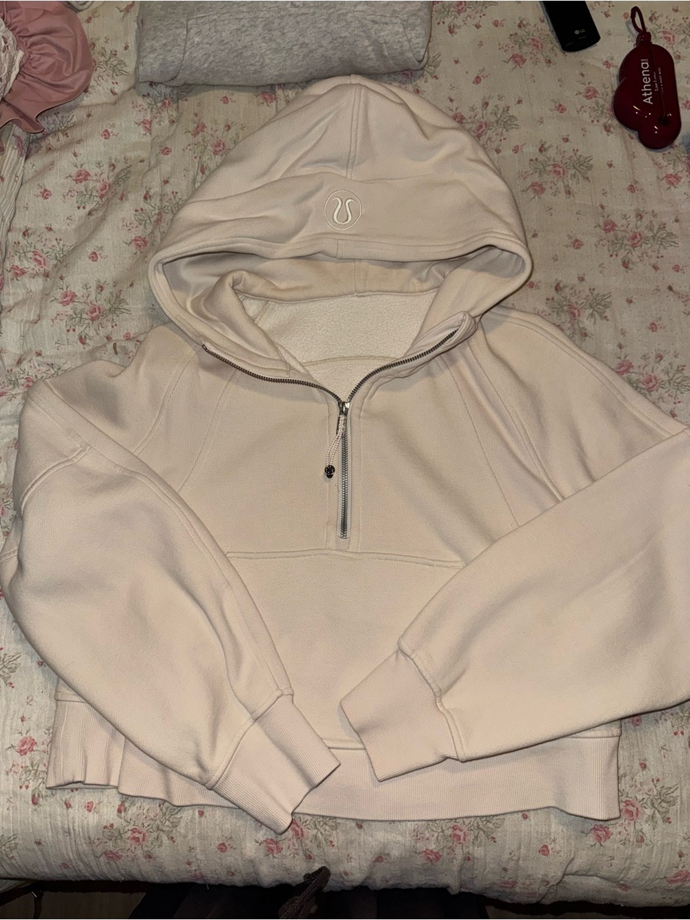 lululemon athletica Light Cream Half-Zip Hooded Sweatshirt